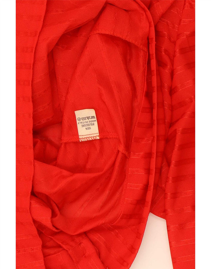 vintage Womens Crop Shirt Blouse US 5 Petit Polyester Rayé Rouge