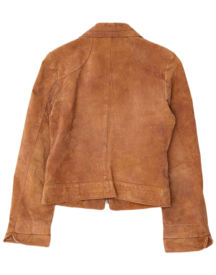 ENJOY Veste en daim pour femme UK 10 Petit cuir marron