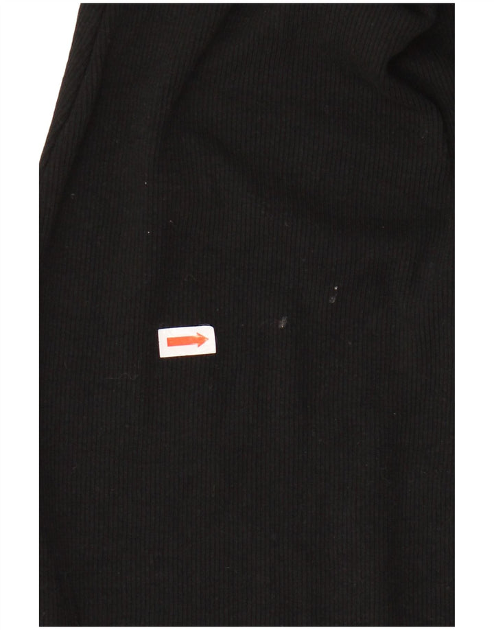 ZARA Robe moulante à manches longues pour femme UK 8 Petit coton noir