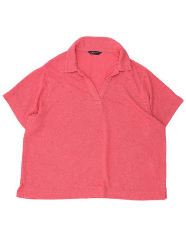 Marks & Spencer Polo Femme UK 22 3XL Rose Viscose