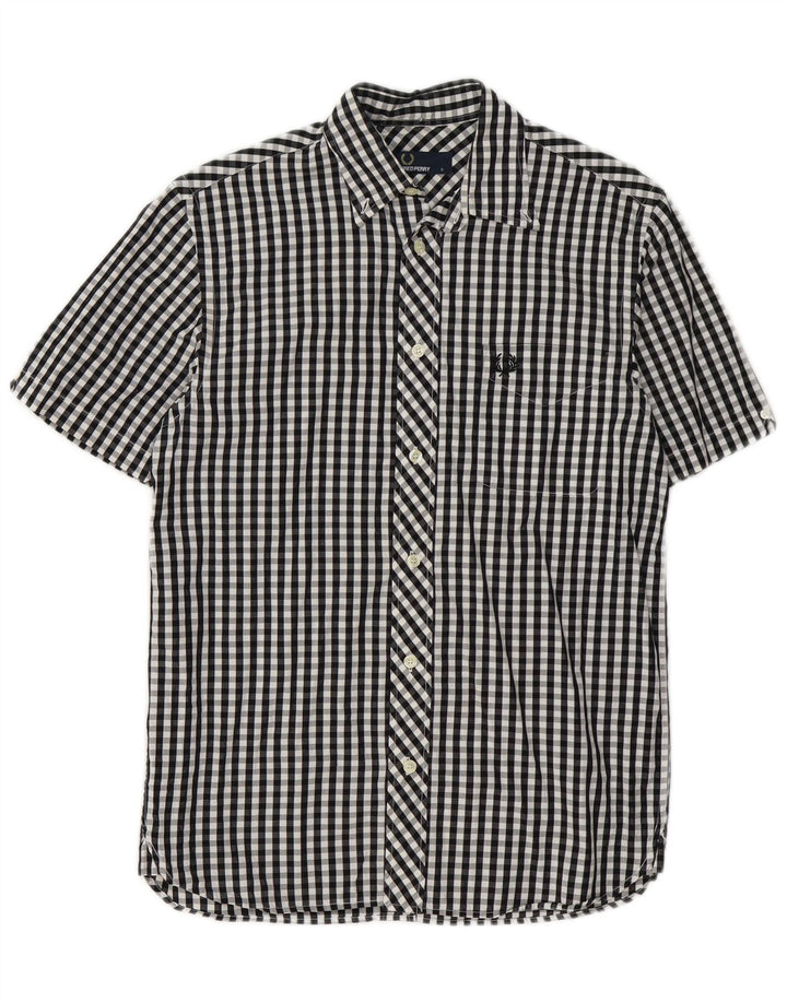 Fred Perry Chemise à manches courtes pour homme Petit coton vichy noir