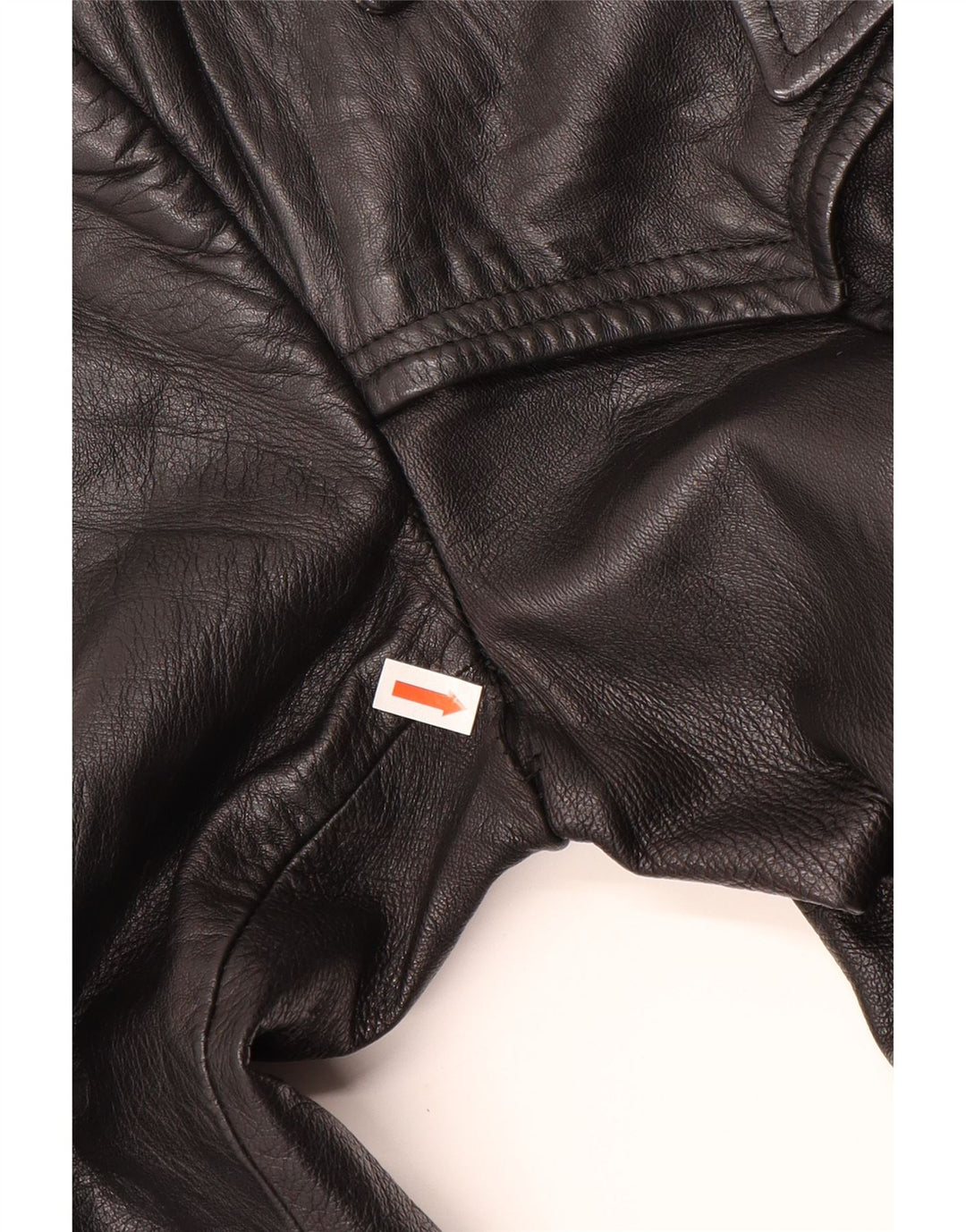 VINTAGE Manteau en cuir femme UK 12 Cuir noir moyen