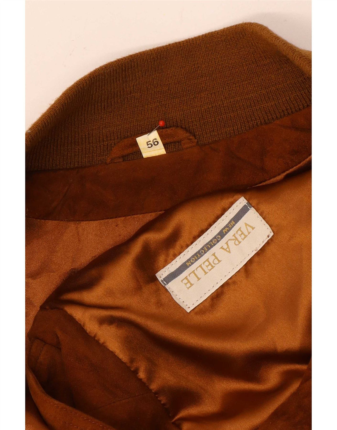 vintage Mens Suede Bomber Jacket IT 56 3XL Cuir Marron