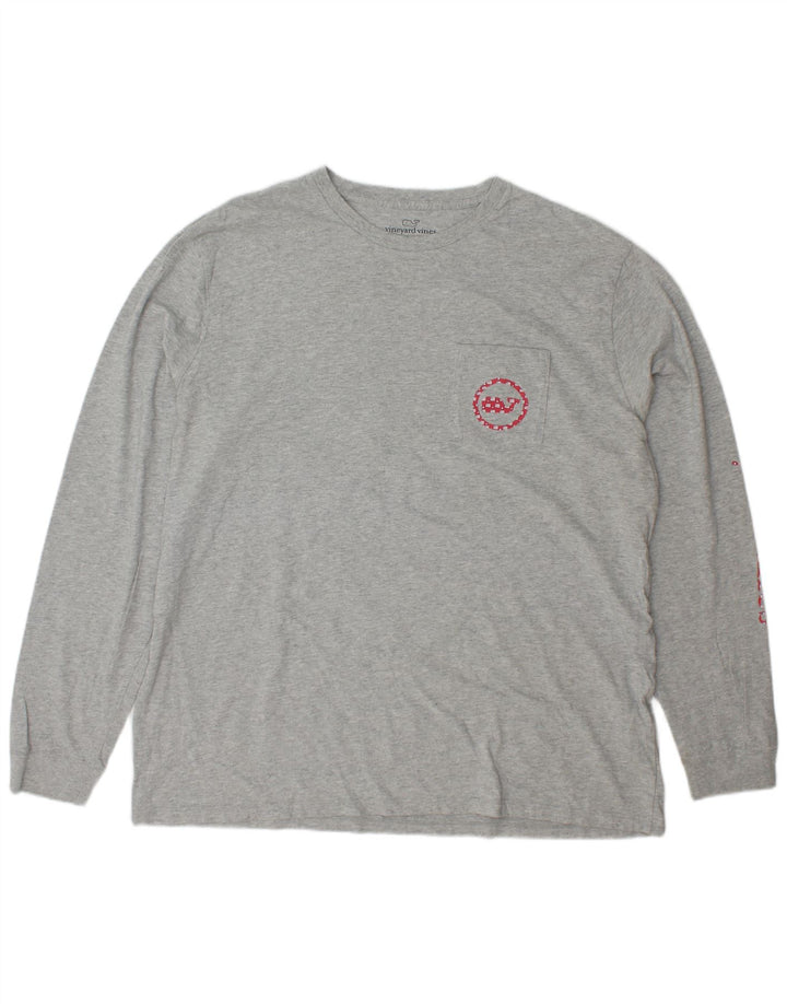 VINEYARD VINES Haut Graphique Homme Manches Longues XL Gris Coton