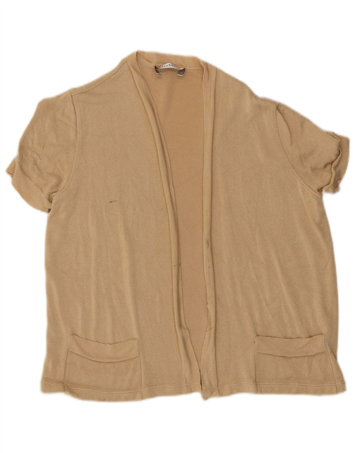 Max Mara Pull cardigan ouvert à manches courtes pour femme UK 14 Beige moyen