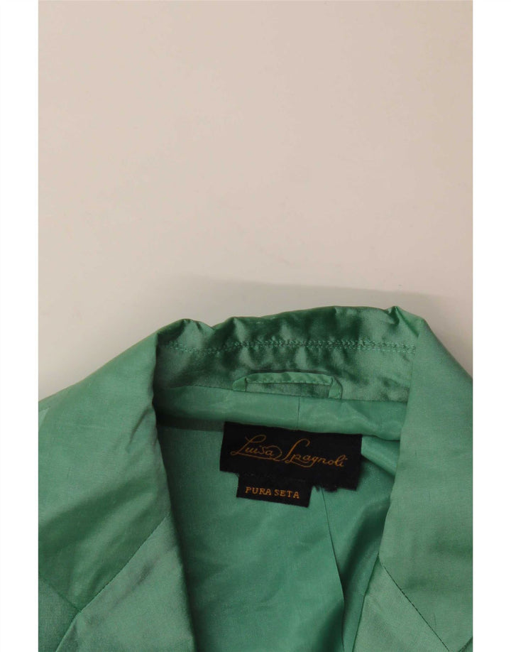 Luisa Spagnoli Veste Blazer 3 Boutons Femme UK 14 Soie Vert Moyen