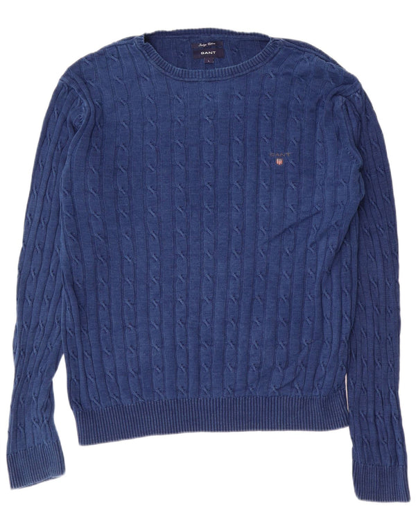 Gant Homme Indigo Col Bateau Pull Large Bleu Marine Coton