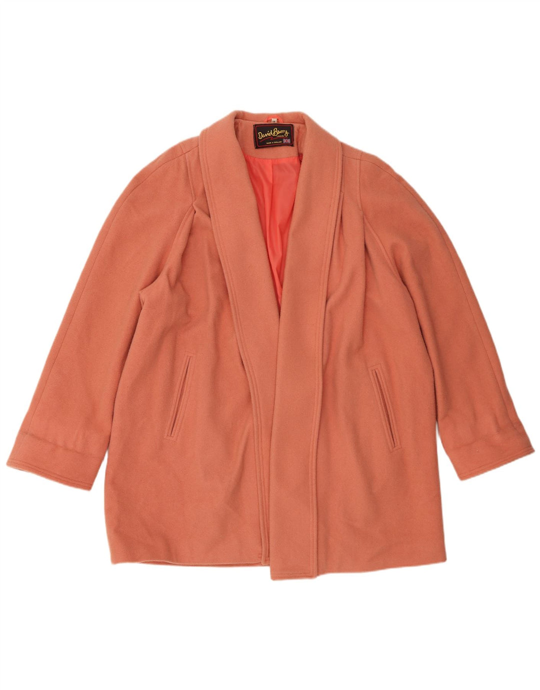 David Barry Pardessus ouvert pour femme UK 18 XL Laine vierge rose