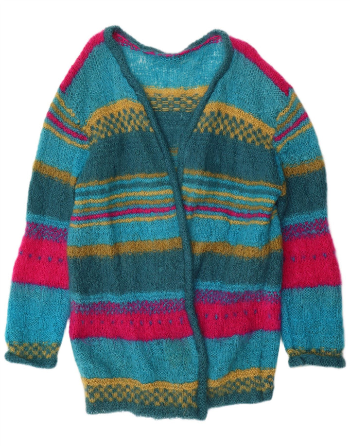 vintage Womens Longline Cardigan Sweater UK 14 Moyen Multicolore