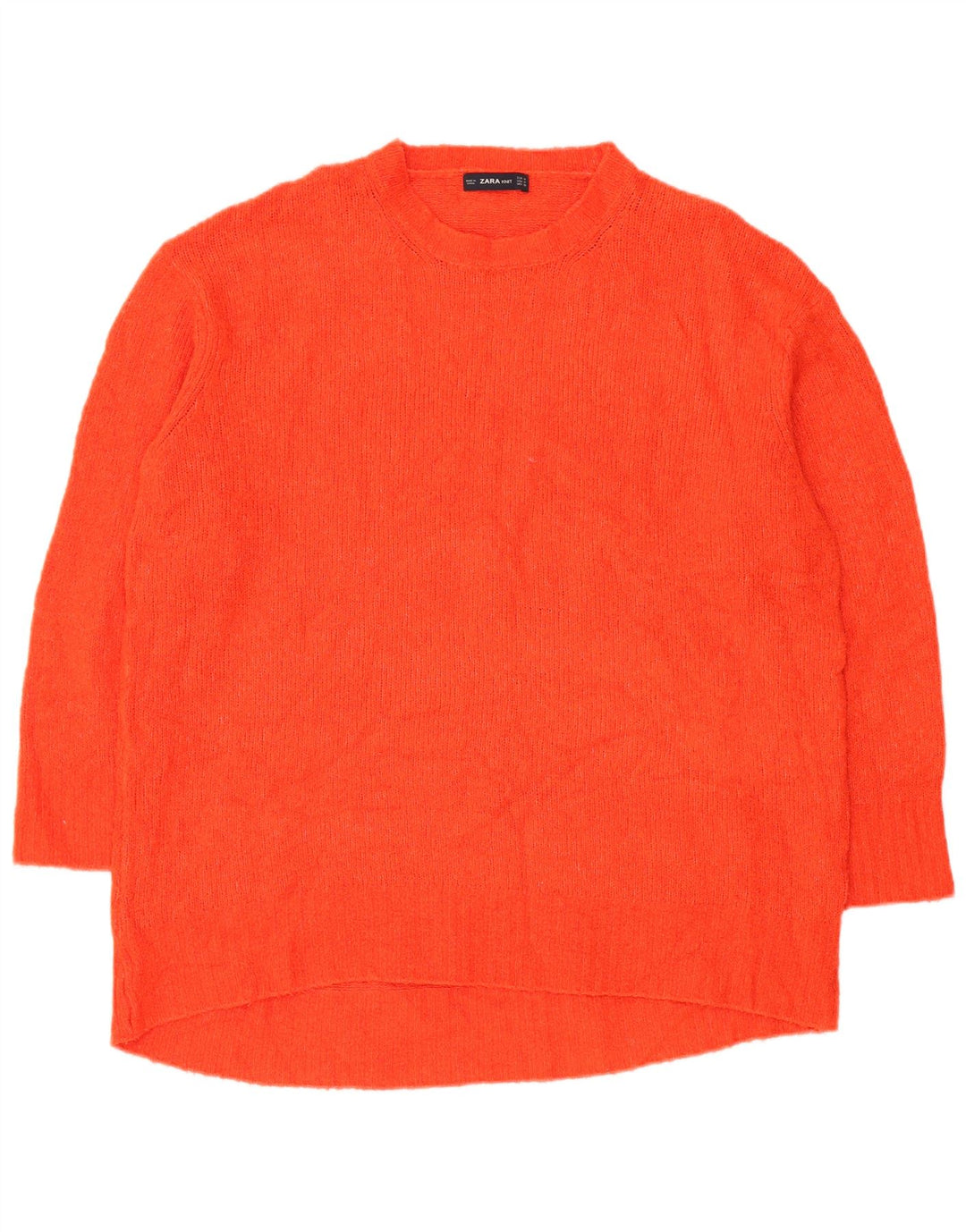 Zara Pull long surdimensionné à col rond pour femme Rouge moyen UK 14