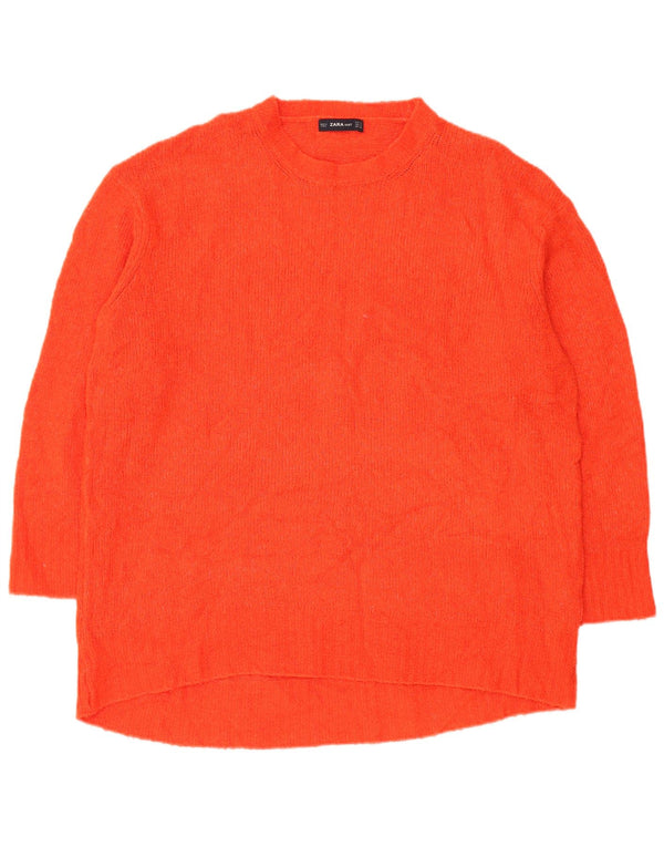 Zara Pull long surdimensionné à col rond pour femme Rouge moyen UK 14