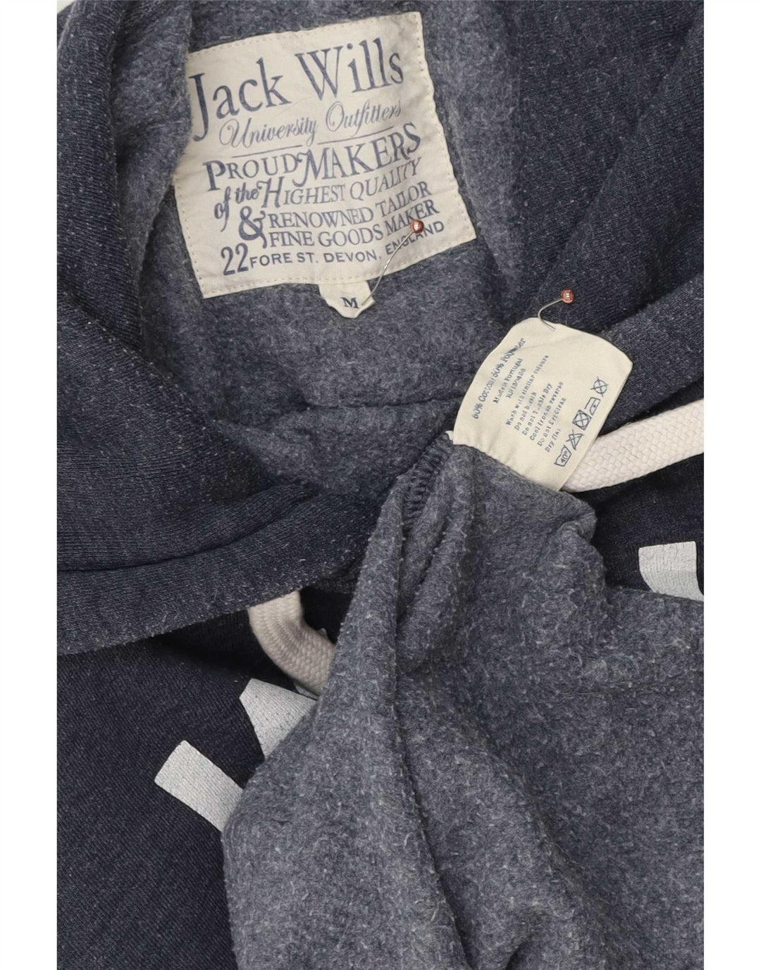 Jack Wills Pull à capuche graphique pour homme en coton bleu marine moyen