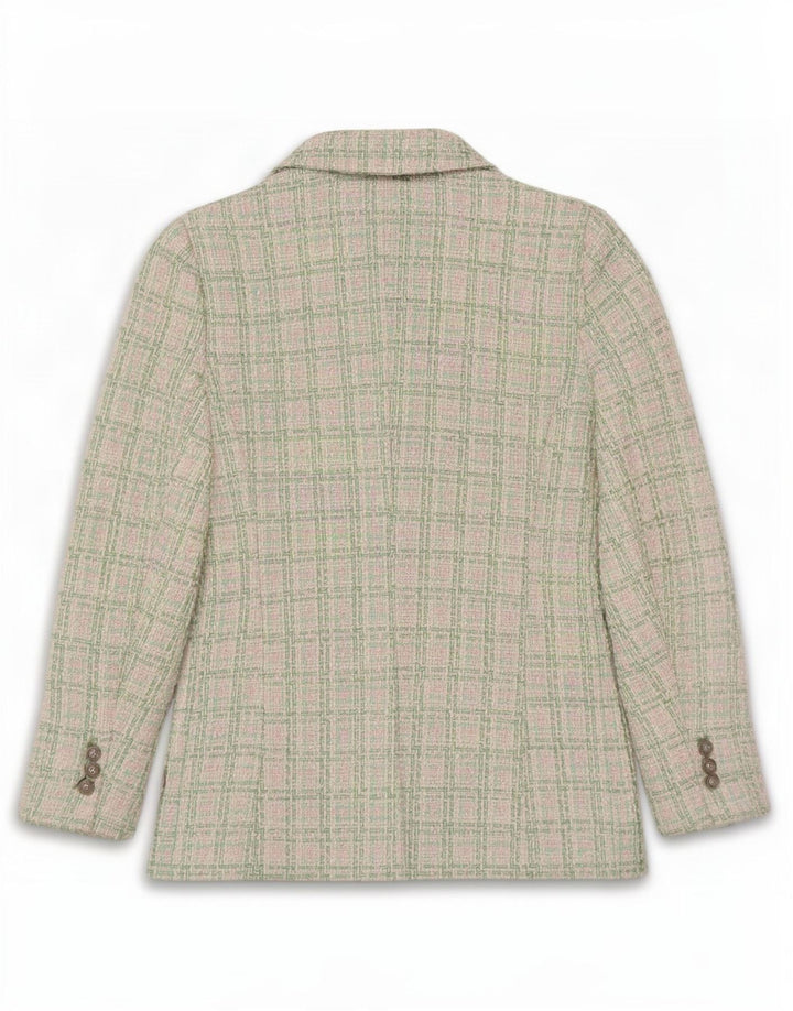 Zara Veste Blazer Double Boutonnage Femme UK 12 Carreaux Vert Moyen