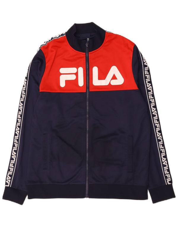 Fila Veste de Survêtement Graphique Homme Large Bleu Marine Colourblock