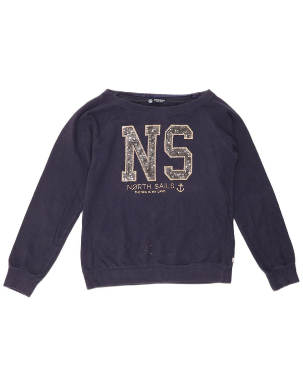 NORTH SAILS Sweat-shirt court graphique pour femme UK 10 Petit Bleu marine