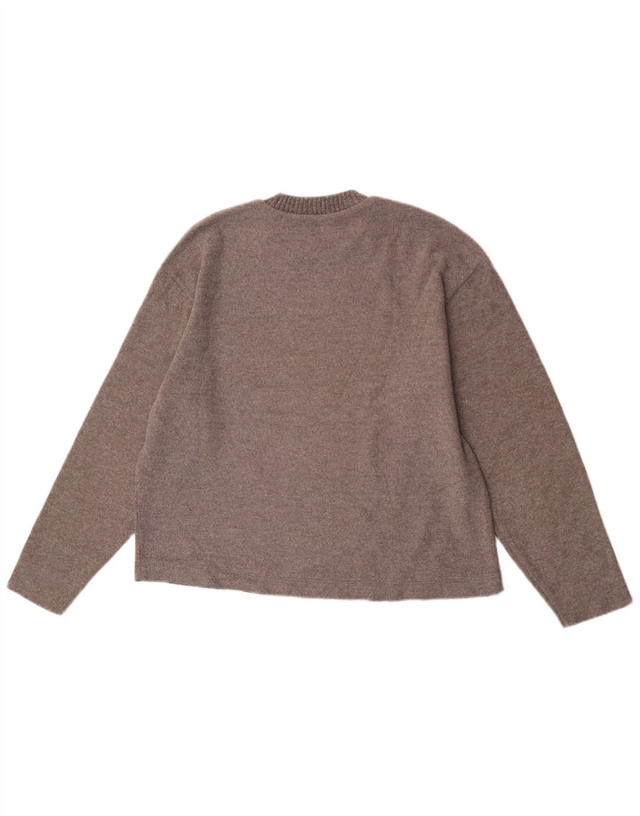 Zara Pull surdimensionné à col rond pour femme UK 10 Petit Marron Polyester