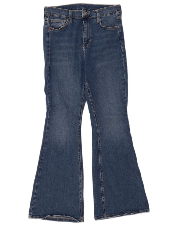 Topshop Womens High Rise Flared Jeans UK 12 Medium W30 L29 Blue Cotton