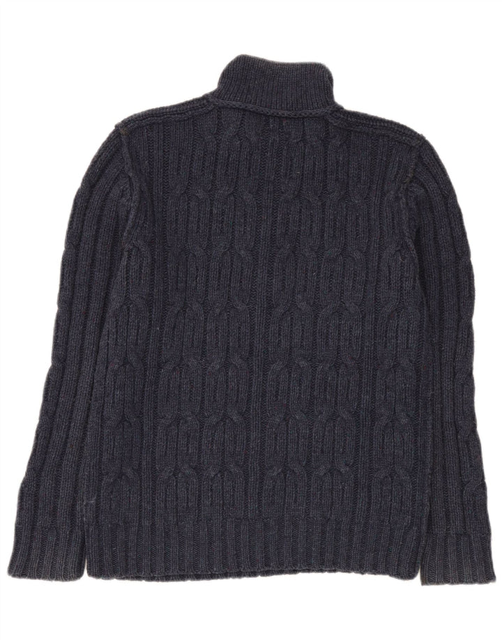 Fat Face Pull Col Zippé Homme Bleu Marine Moyen Laine d'Agneau