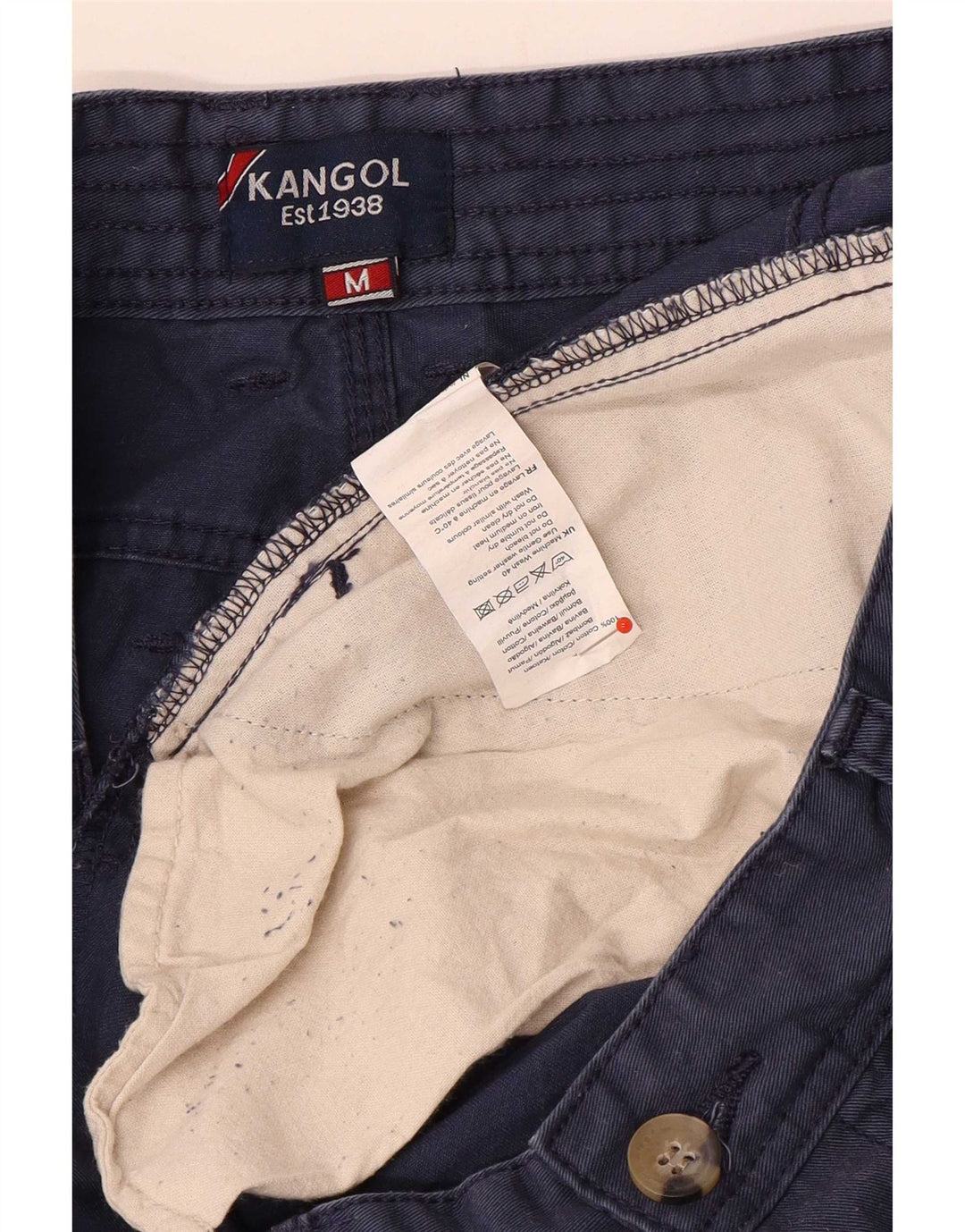 Kangol Short Chino Homme Moyen W32 Bleu Marine Coton