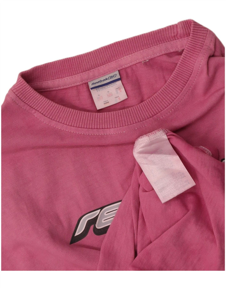 REEBOK T-Shirt Graphique Femme UK 18 XL Rose Coton