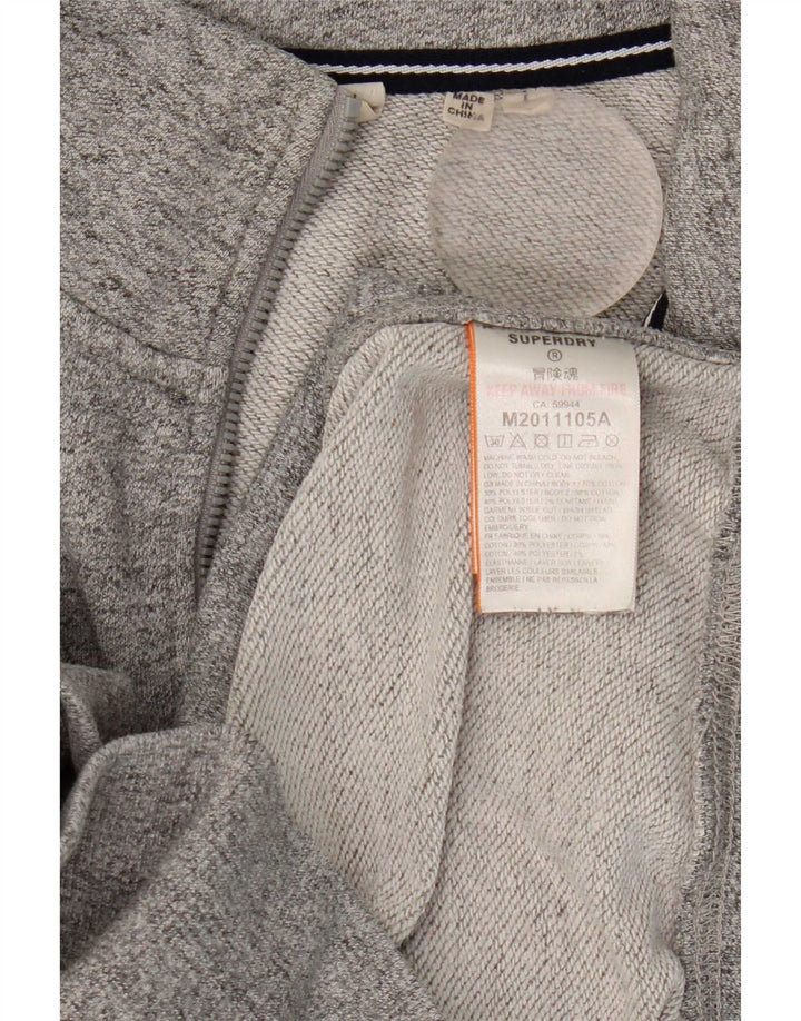 Superdry Homme Zip Neck Sweatshirt Jumper Large Gris Coton