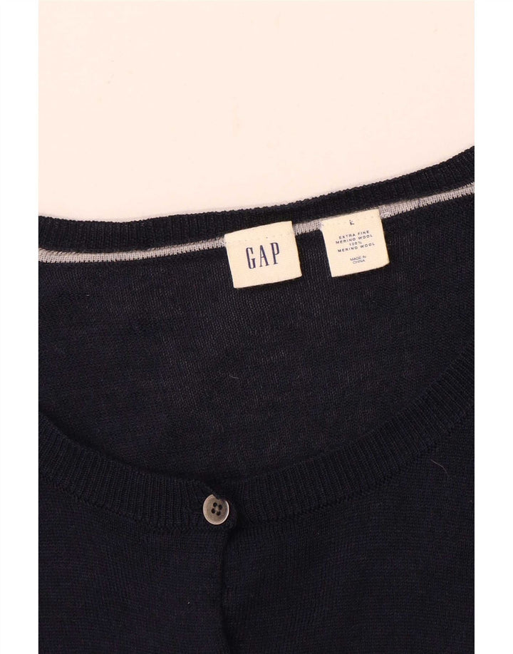 Gap Cardigan Femme Pull UK 16 Large Bleu Marine Laine