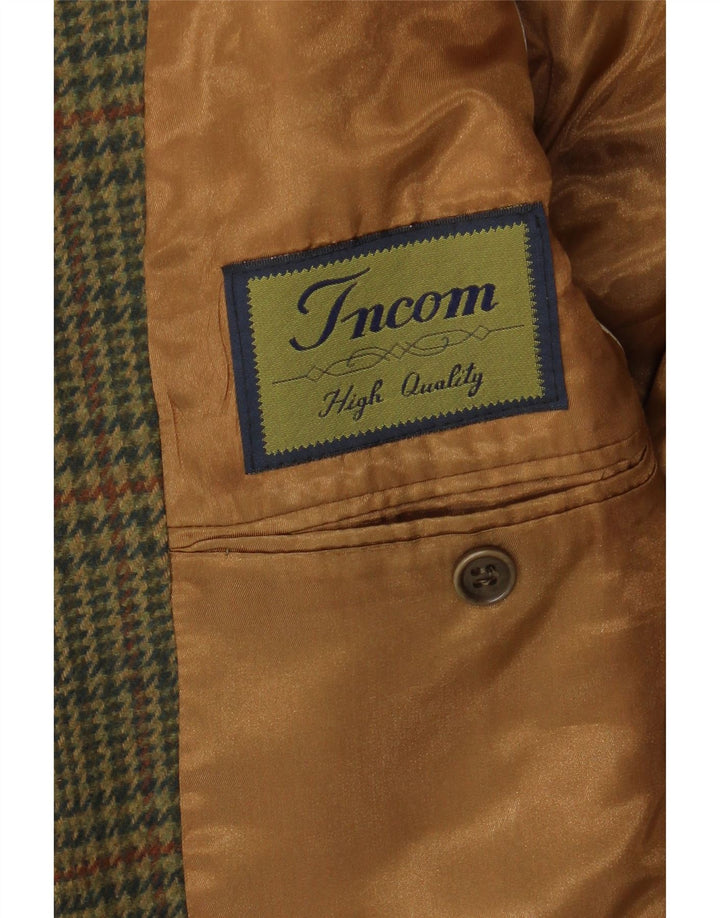 Incom Veste blazer à 2 boutons pour homme UK 38 Kaki pied-de-poule moyen