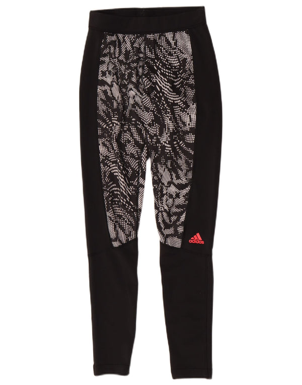 Adidas Climalite Leggings UK 4/6 XS Noir Animal Print Polyester