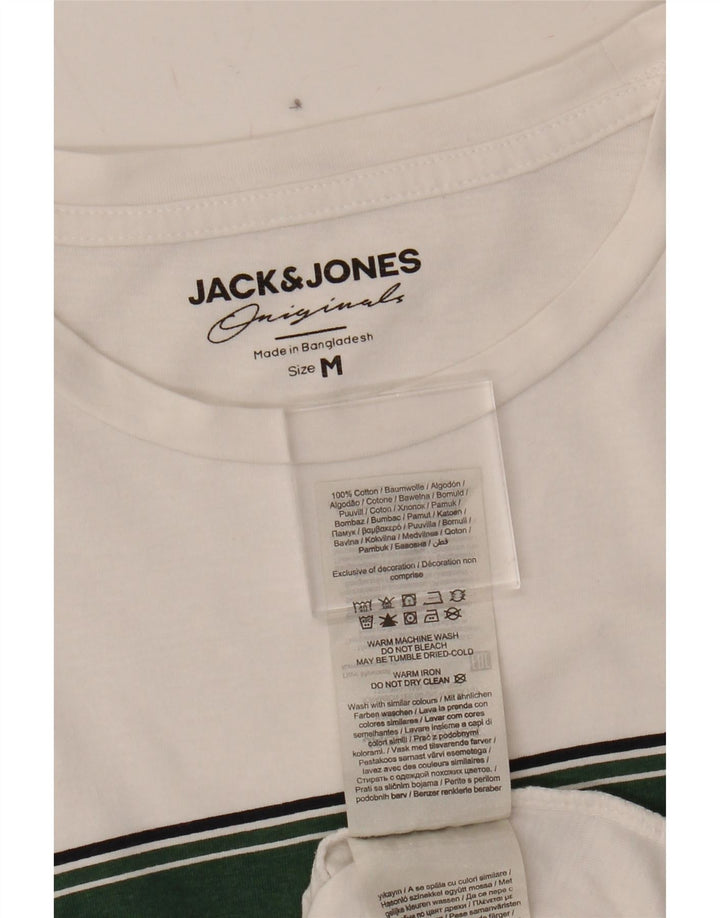 JACK & JONES Mens T-Shirt Top Medium White Colourblock Cotton Vintage Jack & Jones and Second-Hand Jack & Jones from Messina Hembry 