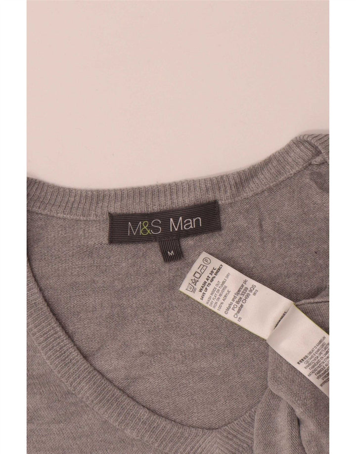 Marks & Spencer Pull Col V Homme Gris Moyen Acrylique