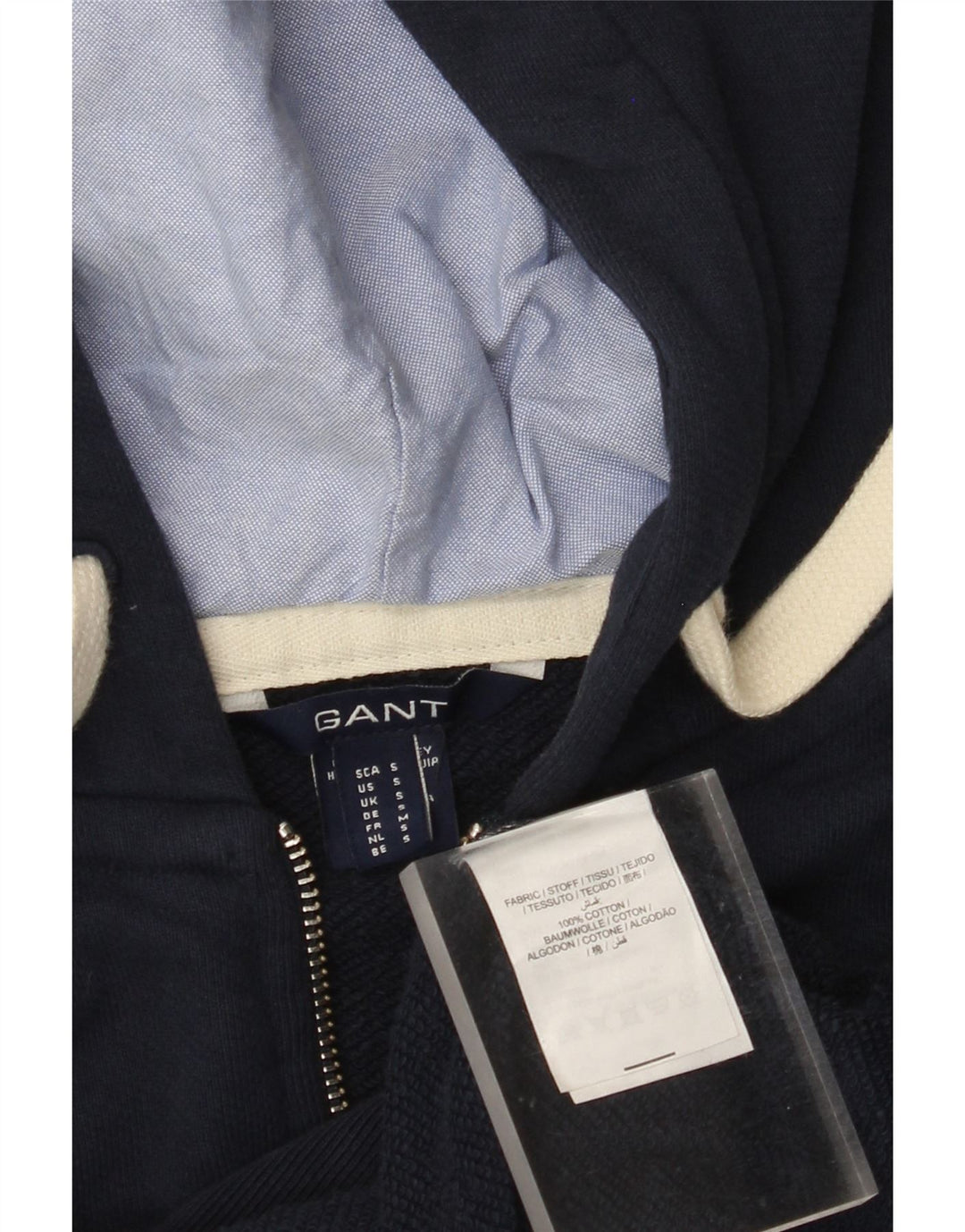 GANT Pull à capuche zippé graphique pour hommes, petit coton bleu marine