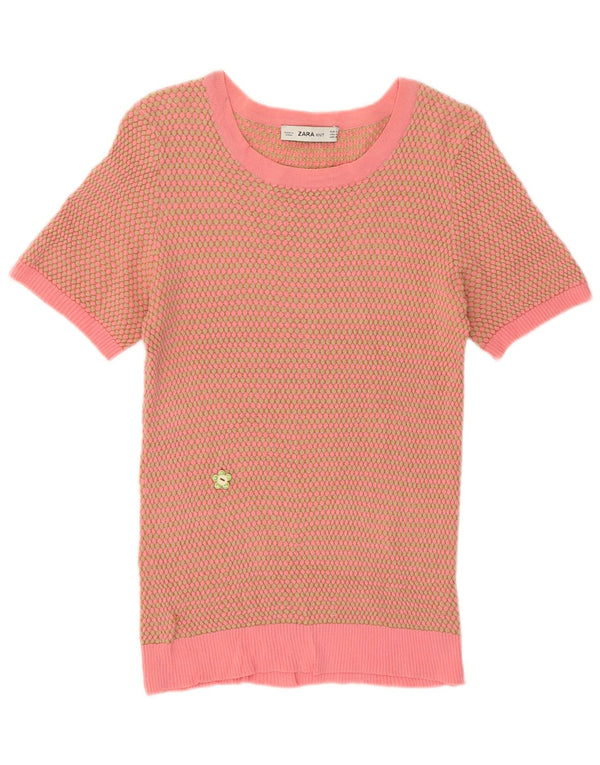 Zara Pull col bateau pour femme UK 12 Rose moyen géométrique