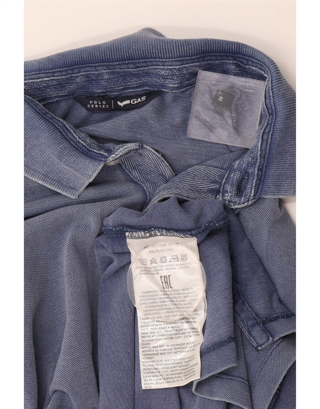 Gas Polo Homme Bleu Moyen Coton