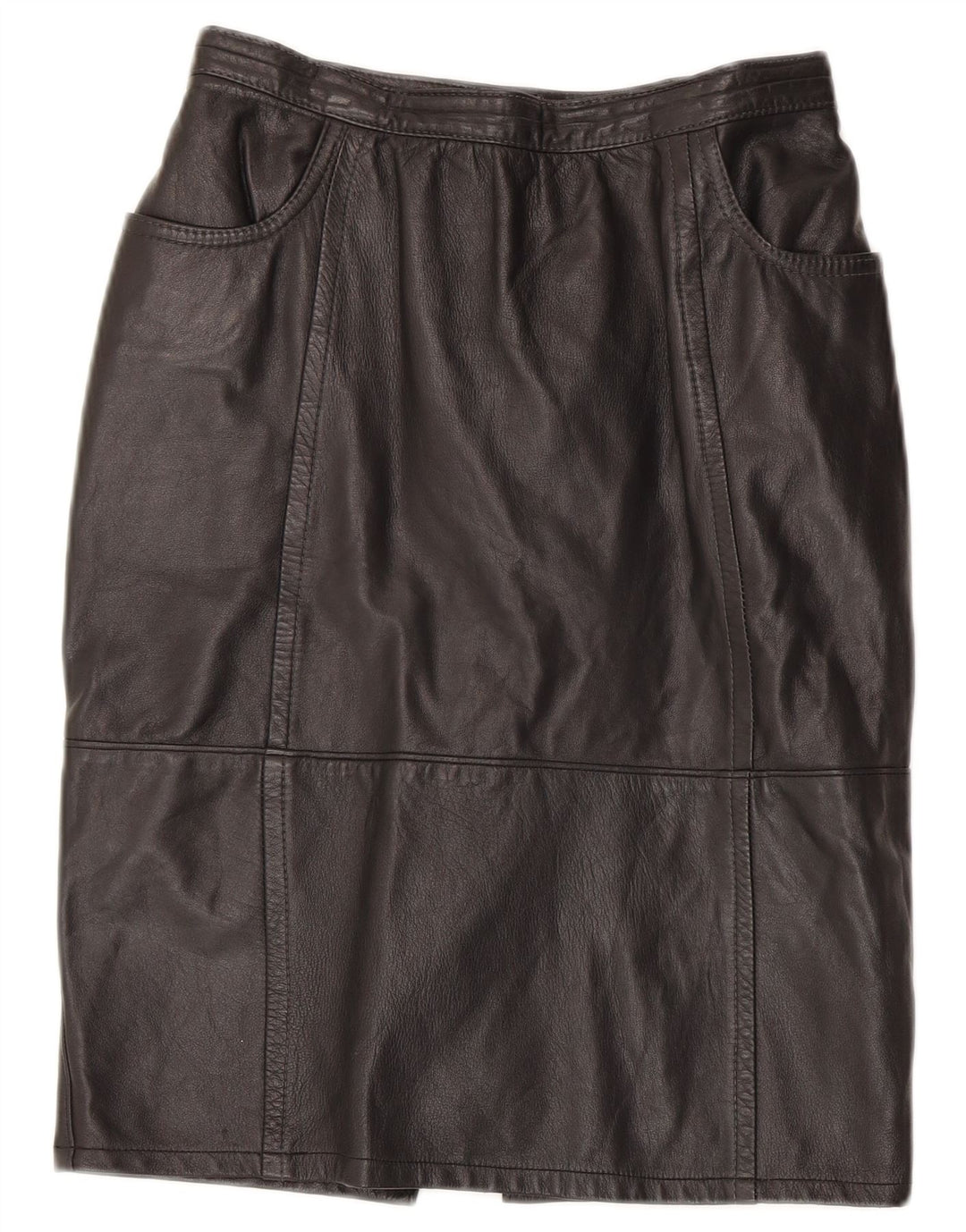 jupe en cuir femme vintage W26 petit cuir noir