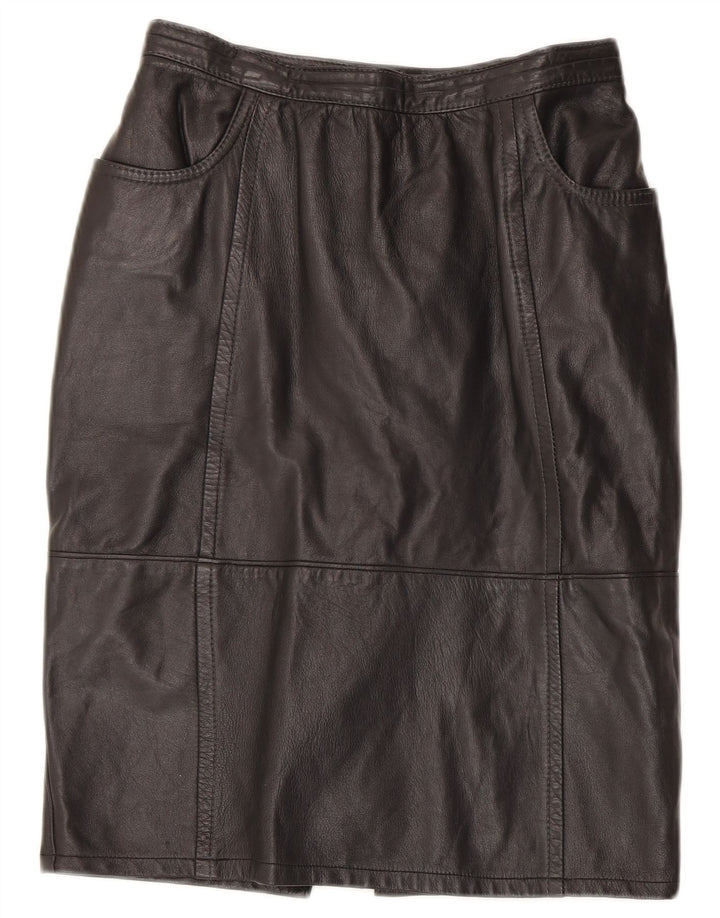 jupe en cuir femme vintage W26 petit cuir noir