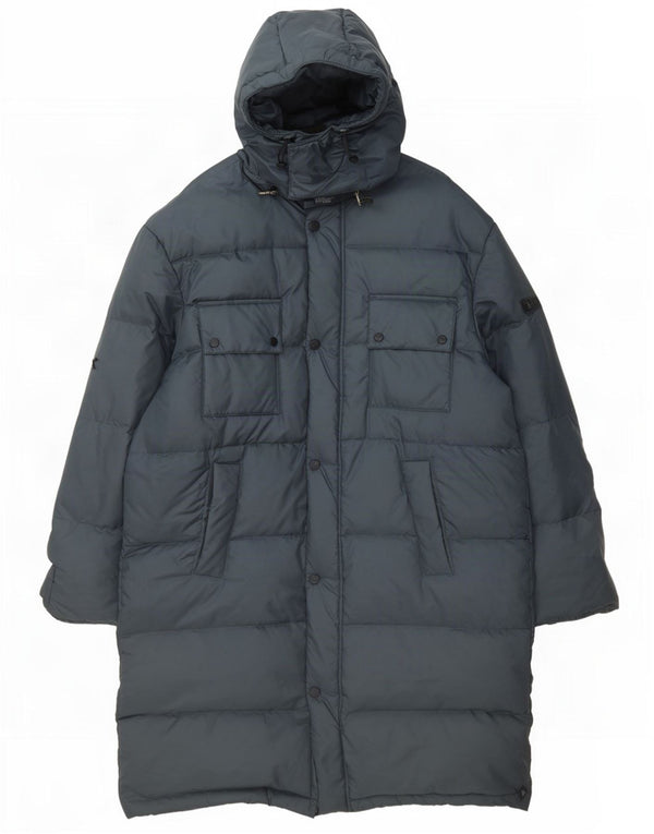 Diadora Manteau rembourré à capuche pour homme UK 40 Large Bleu Marine Polyamide