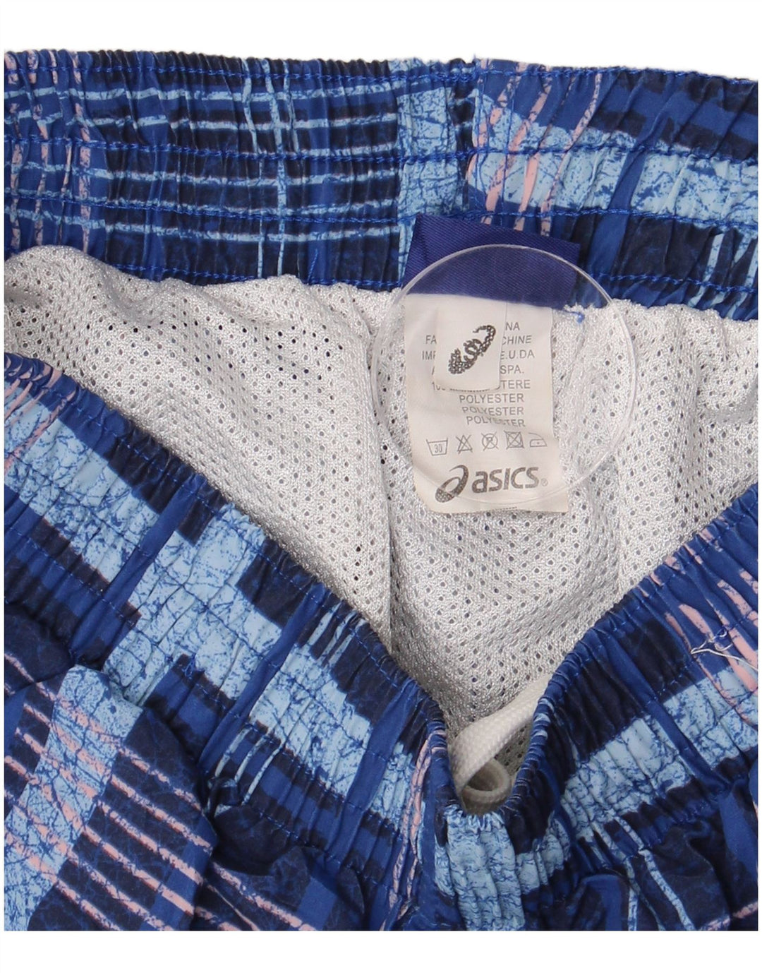 ASICS Short de bain homme petit bleu à carreaux en polyester