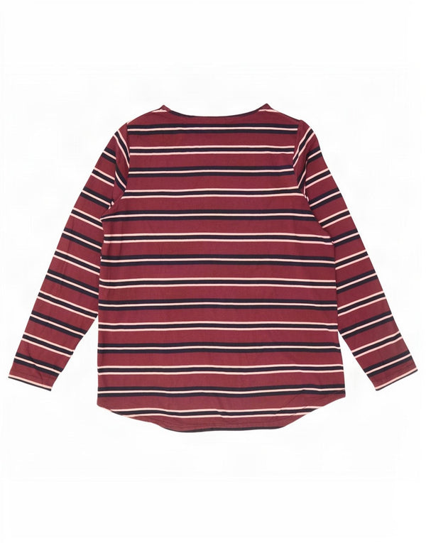 Fat Face Top Femme Manches Longues UK 18 XL Coton Rayé Bordeaux