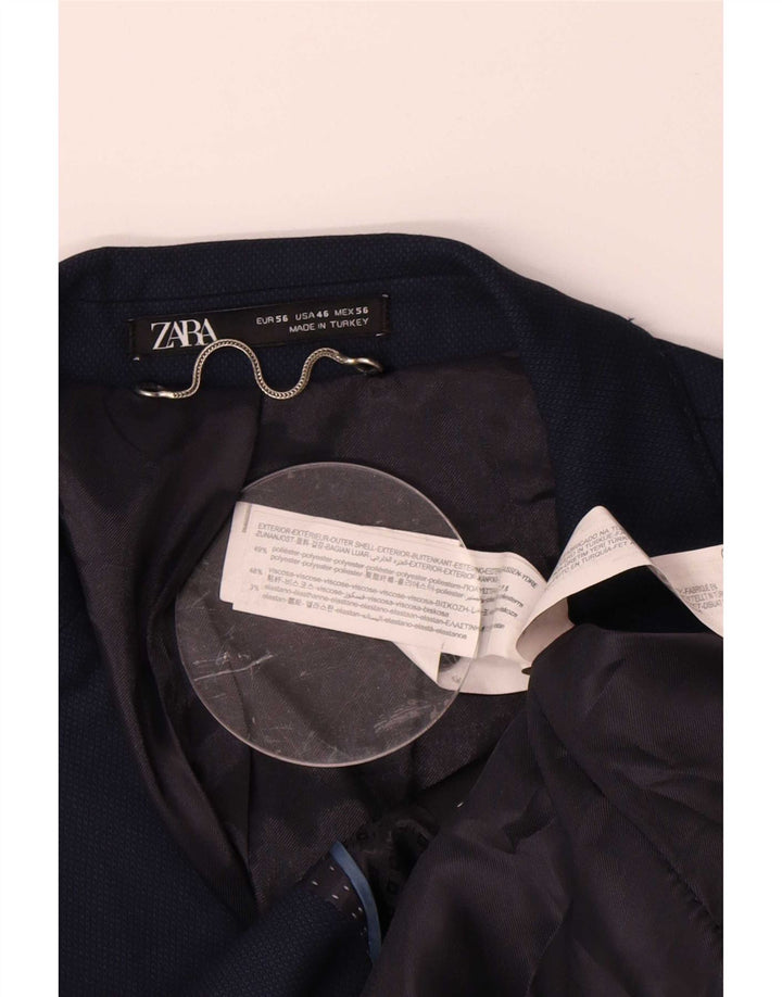 Zara Veste Blazer 2 Boutons Homme EU 56 XL Bleu Marine Polyester