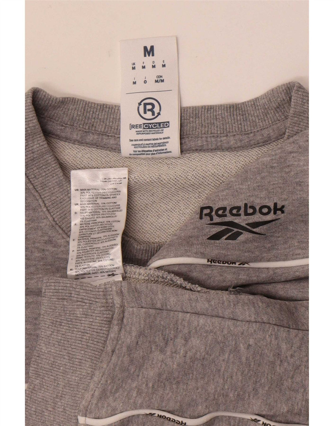 Reebok Sweatshirt Jumper Homme Gris Moyen Coton
