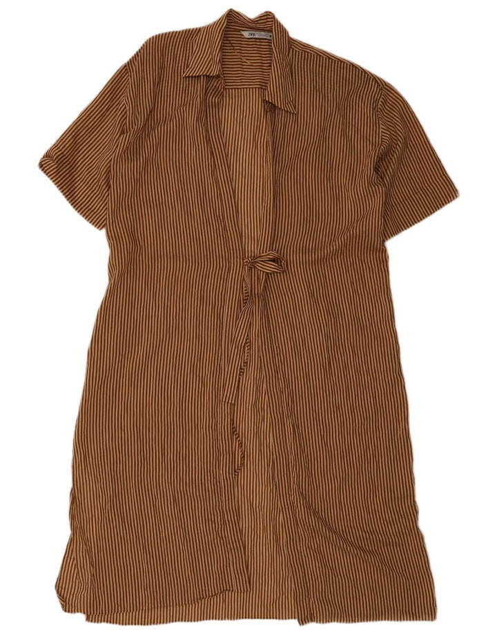 Zara Robe surdimensionnée pour femme UK 10 Petites rayures marron
