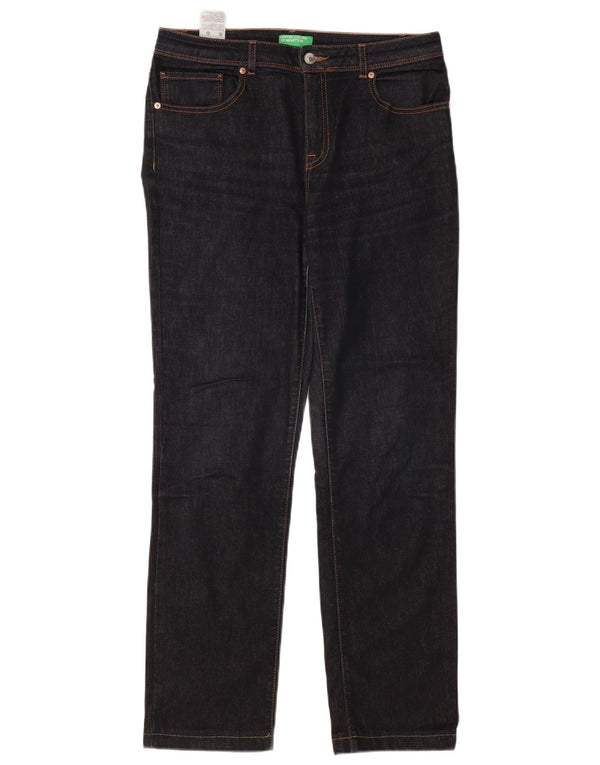 BENETTON Jean droit Femme W31 L30 Bleu Marine Coton