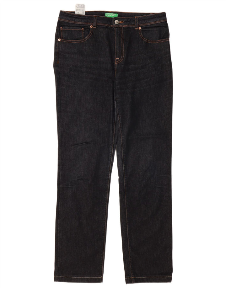 BENETTON Jean droit Femme W31 L30 Bleu Marine Coton