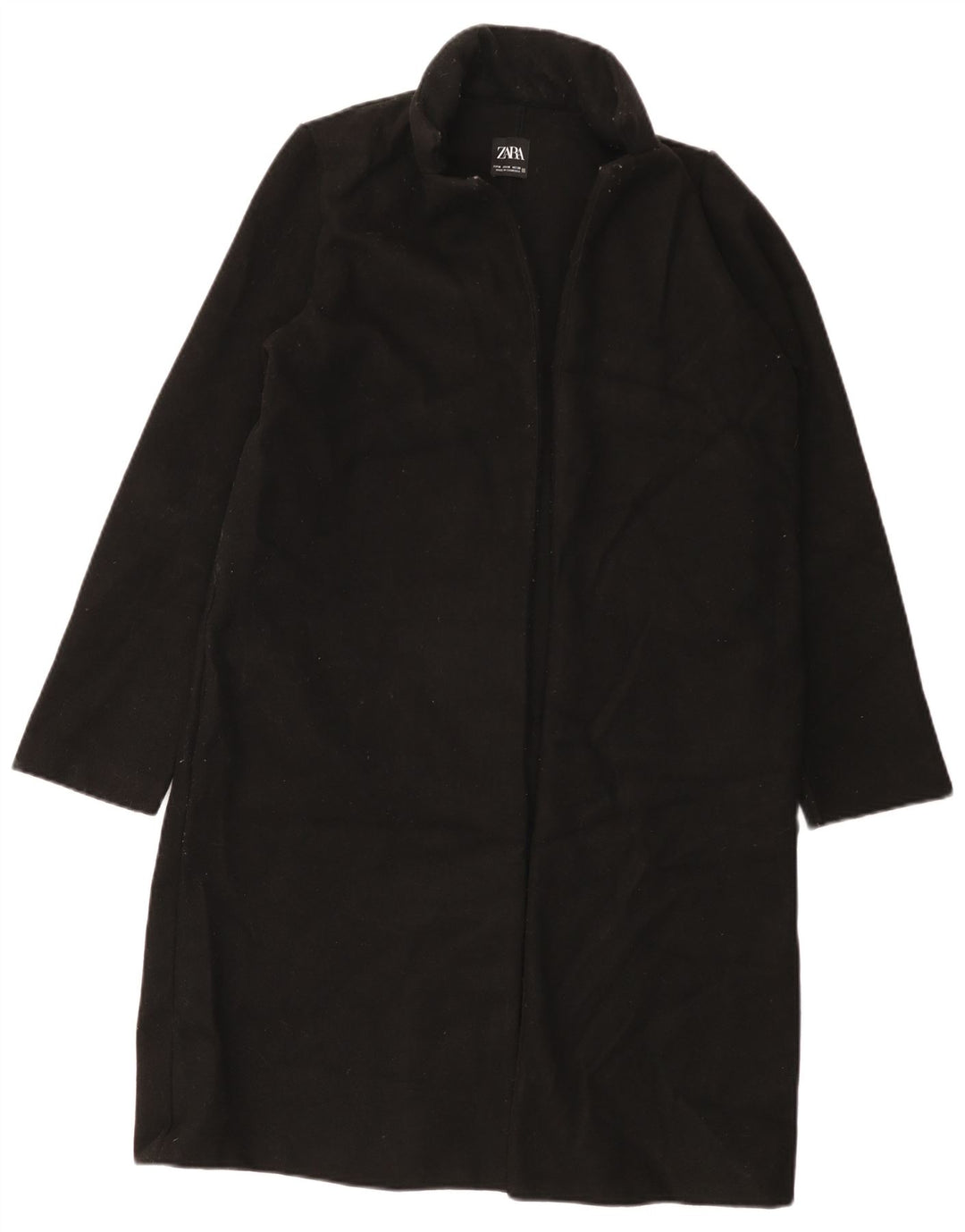 Zara Womens Open Overcoat UK 14 Medium Noir Polyester
