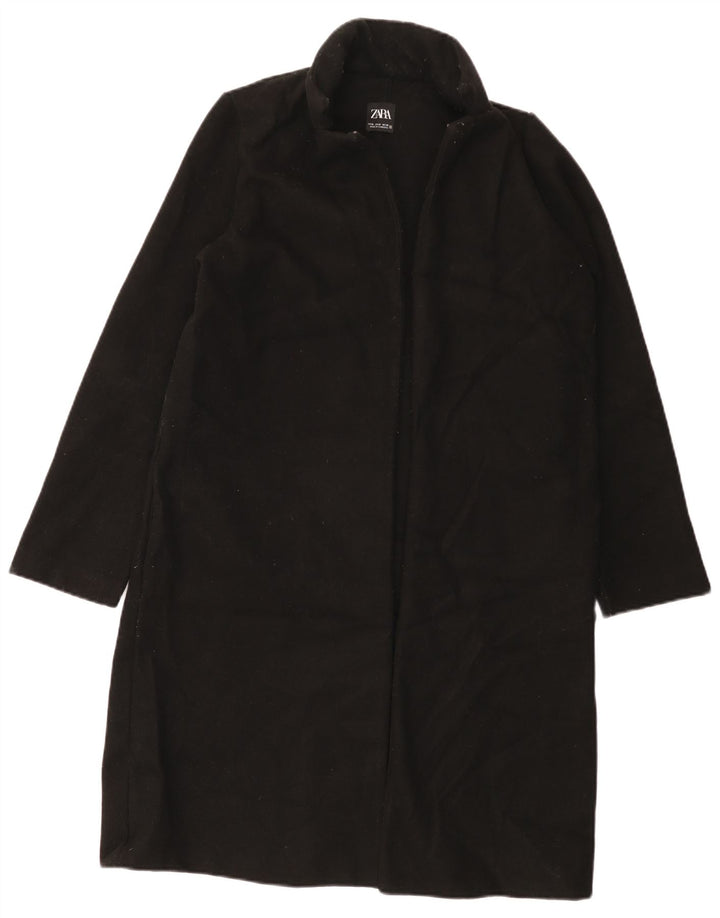 Zara Womens Open Overcoat UK 14 Medium Noir Polyester