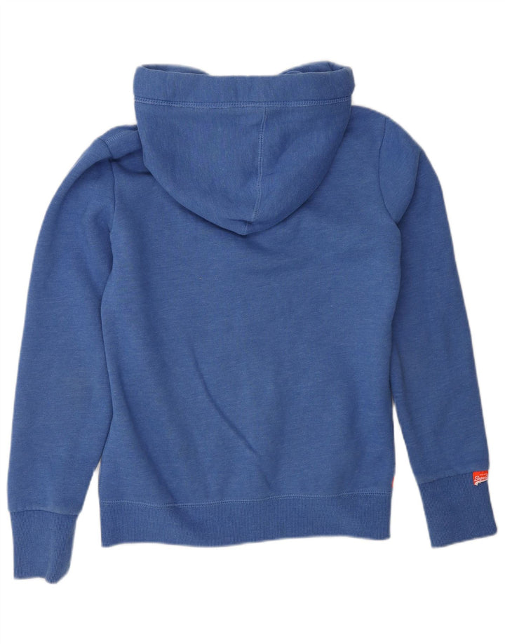 SUPERDRY Pull à capuche zippé pour femme UK 10 Petit Bleu Coton