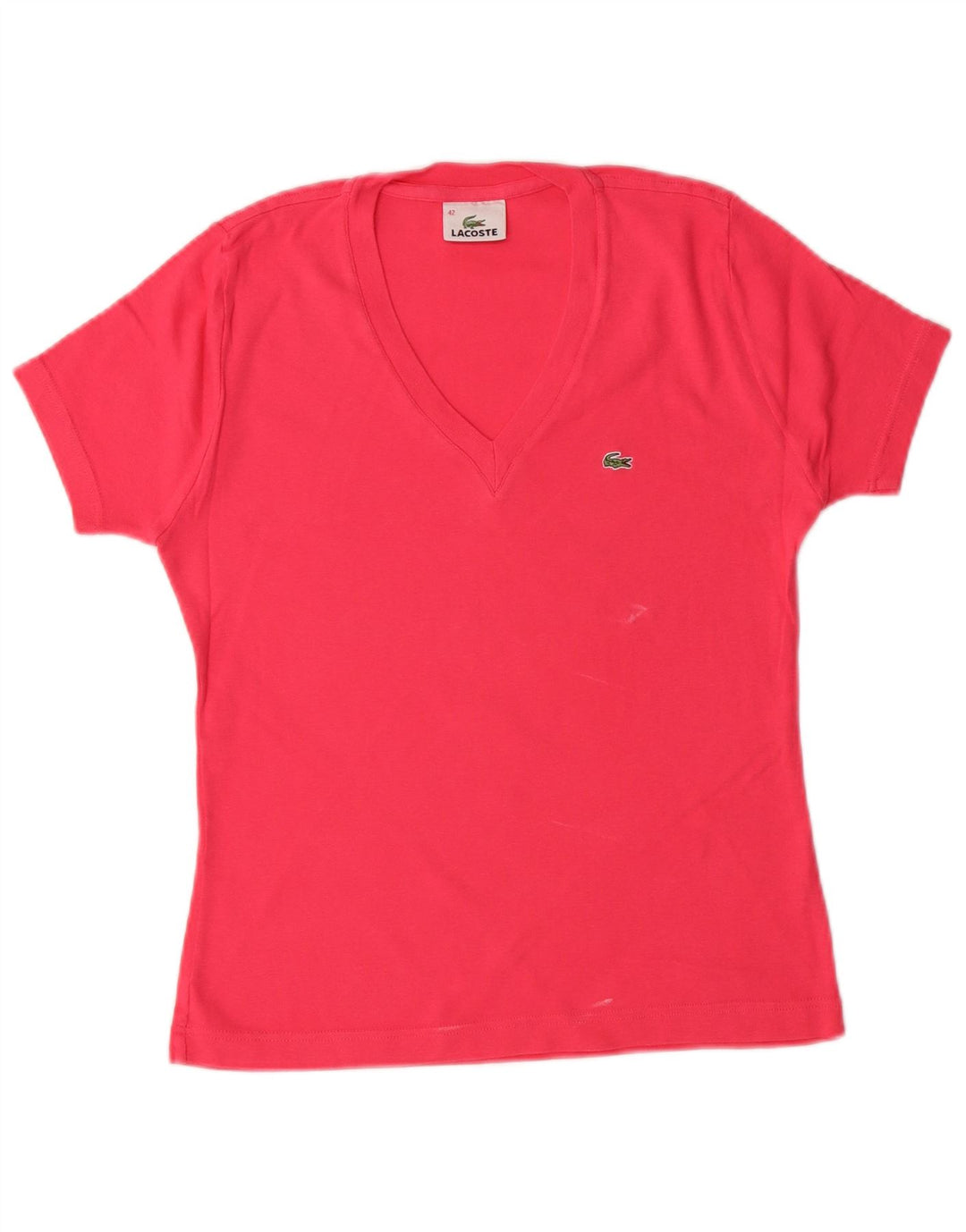LACOSTE T-Shirt Femme Top Taille 42 Large Rose Coton