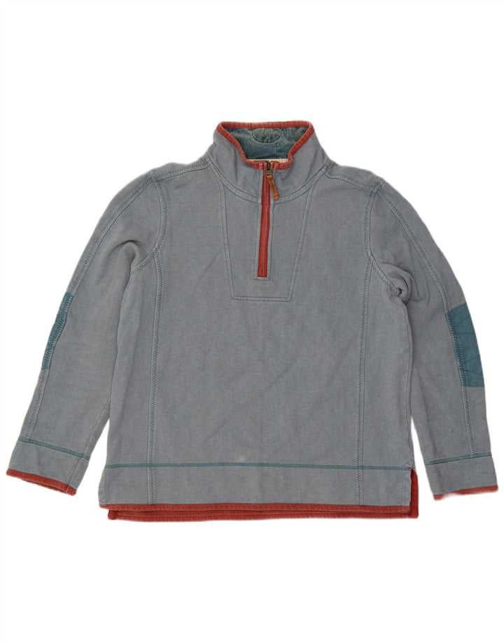 Fat Face Sweat-shirt à col zippé pour homme en coton bleu Taille L