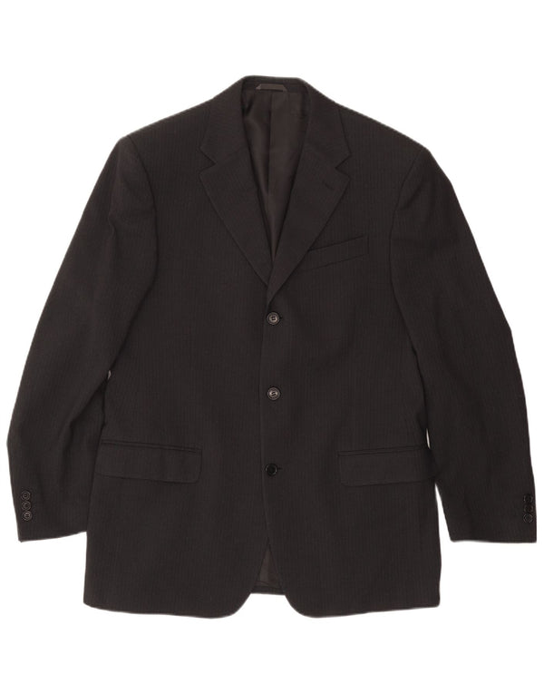GIANFRANCO FERRE Veste blazer 3 boutons pour homme UK 38 Medium Black Pinstripe