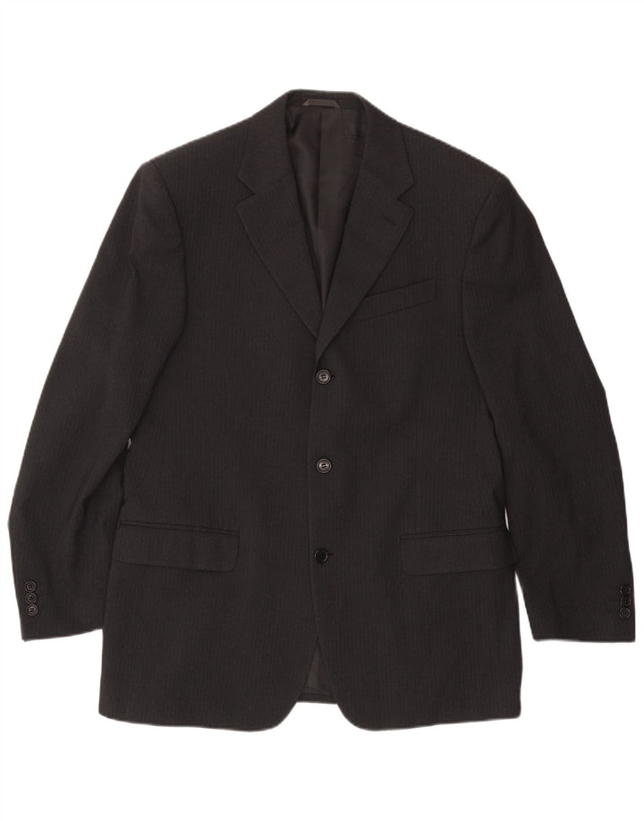 GIANFRANCO FERRE Veste blazer 3 boutons pour homme UK 38 Medium Black Pinstripe